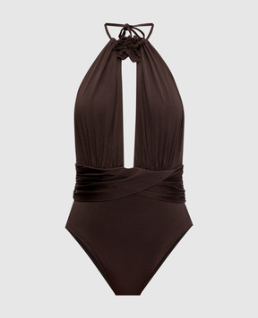 Twinset Коричневий купальник з брошкою 261LMME00