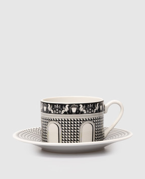 Fornasetti Белый фарфоровый набор для чая Facciata Quattrocentesca с чашкой и блюдцем P39X200