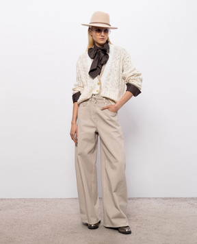Brunello Cucinelli Бежевый кардиган с конопли и шелка MWA576306