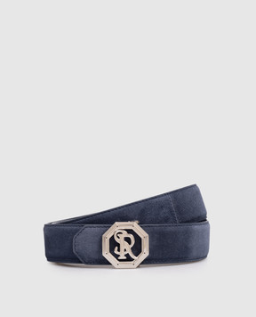 Stefano Ricci Синій замшевий ремінь з монограмою логотипа N381SDC366P