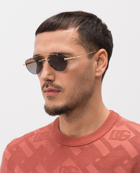 Tom Ford Золотисті сонцезахисні окуляри ASTOR з логотипом FT1356