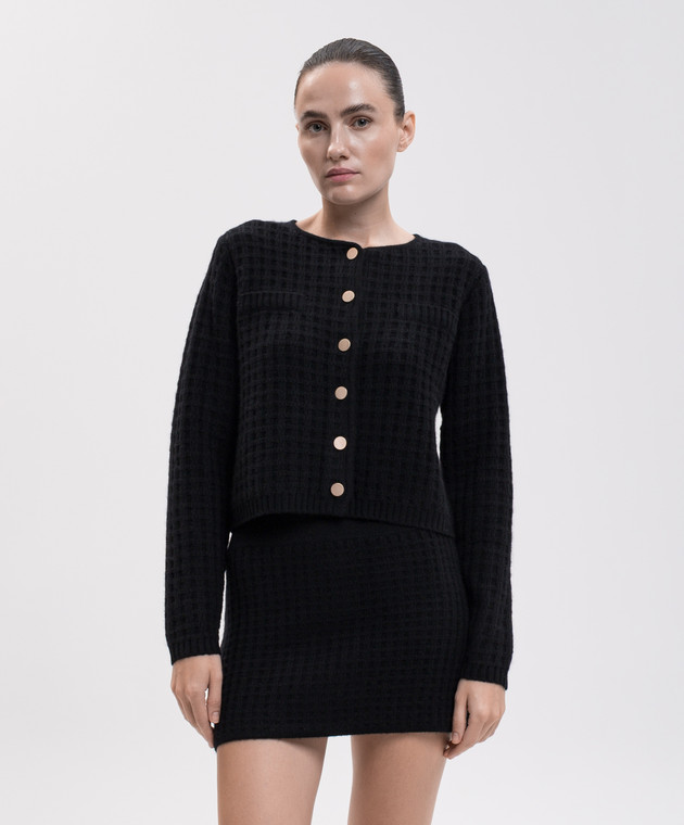 Allude Чорний кардиган з вовни та кашеміру з фактурним візерунком 26517113 зображення 3