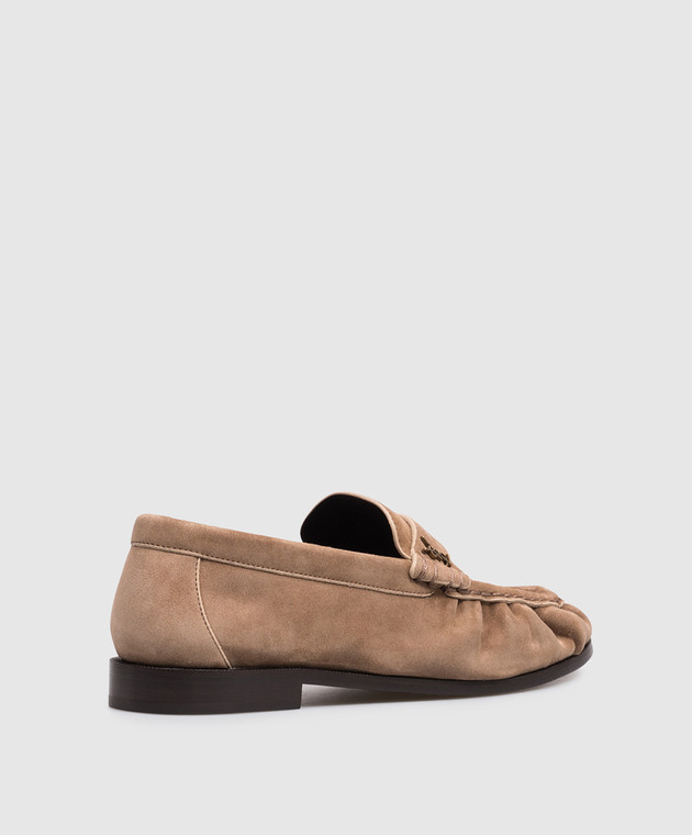 Saint Laurent Коричневые замшевые глянцевые LE LOAFER A001MM27DTT изображение 3