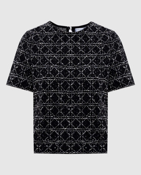 Christian Dior Чорний твідовий топ у візерунок 424S36AM752
