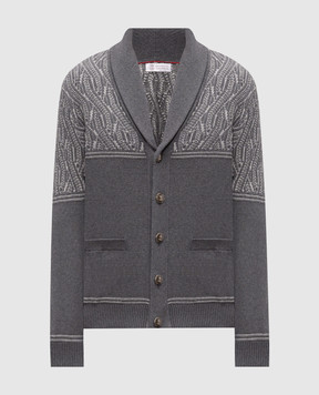 Brunello Cucinelli Сірий кардиган у візерунок M28709406P