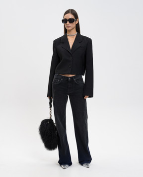 Off-White Чорний укорочений жакет з вовною 2EF12LF25FAB001
