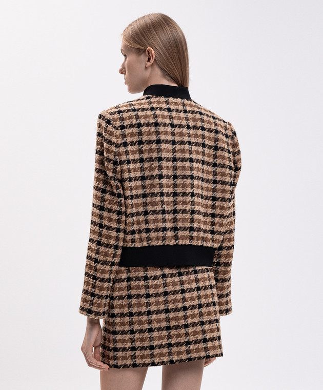 Twinset Коричнева твідова куртка з вовною в клітинку 262TT2350 зображення 4