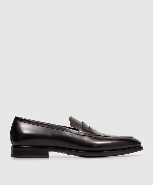 Santoni Чорні шкіряні глянцеві лофери MCAD19385PL7HNTG