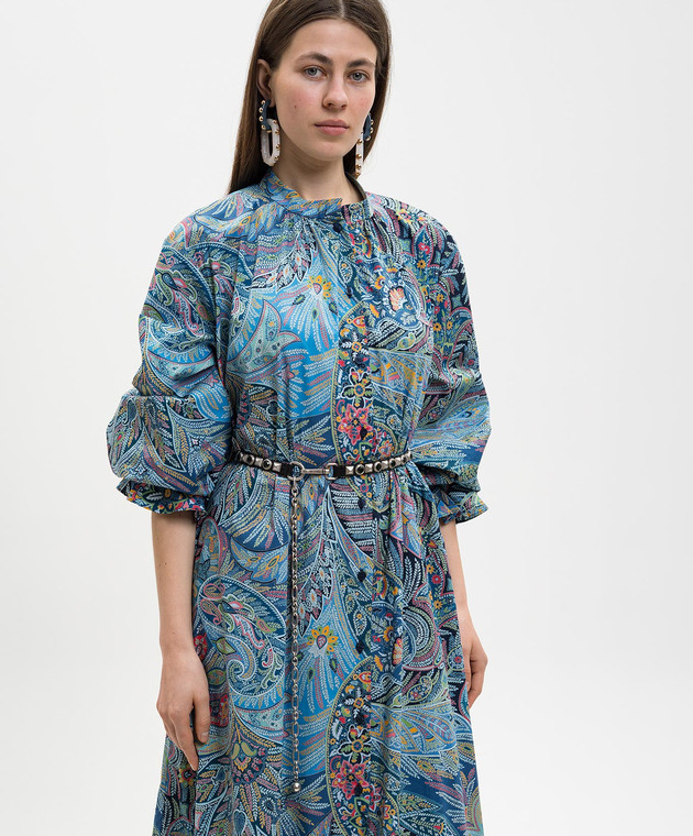 Etro Черный кожаный ремень с кристаллами и заклепками WP3B0087AB022 изображение 2