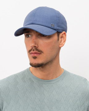 Stefano Ricci Голубая кепка из кашемира и шелка MCV610013EMA0035