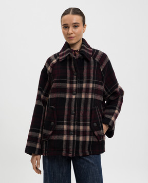 Momoni Бордовое пальто BRIGHTON из шерсти в клеточку 252MMOCO053252MO24