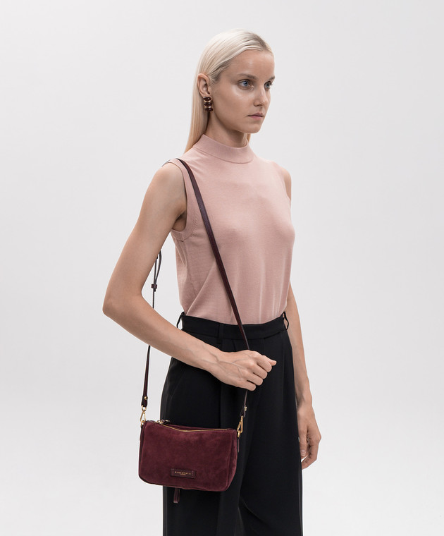 Gianni Chiarini Бордовая замшевая сумка кросс-боди Nora BS10224CMPL изображение 2
