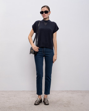 Peserico Синий топ из шерсти, шелка и кашемира S93117F129018C