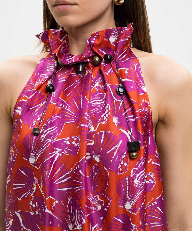 Max Mara Фиолетовое платье из шелка в принт MXMCARTONE изображение 5
