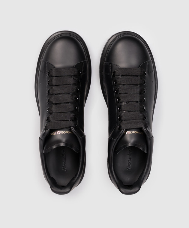 Alexander McQueen Чорні шкіряні кросівки з логотипом 553680WWAAN зображення 4