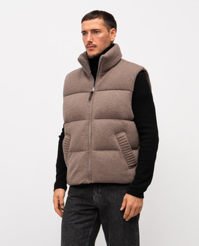 Mackage Коричневый пуховый жилет Braxton из шерсти и кашемира BRAXTON