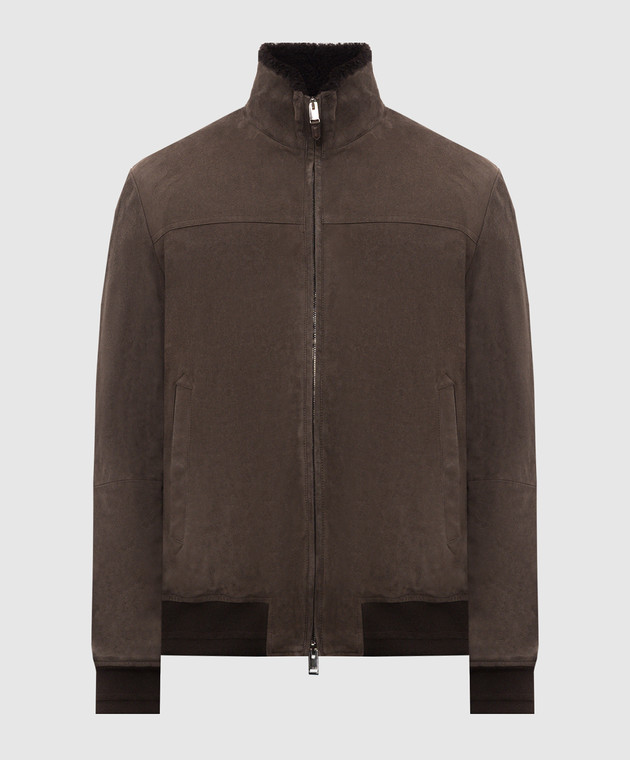 Canali Коричневая замшевая куртка LE00298O70509