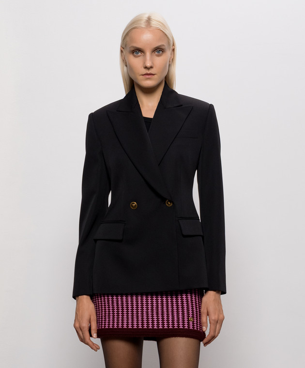 Versace Черный двубортный жакет из шерсти 10269241A17793 изображение 2