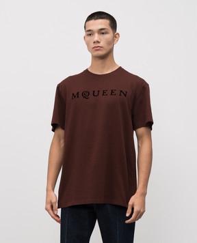 Alexander McQueen Коричневая футболка с логотипом 847750QTAD5