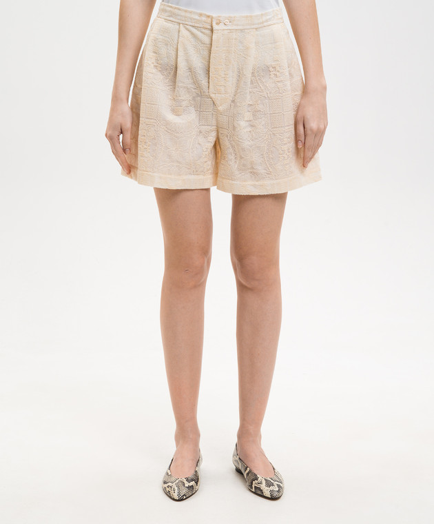Ermanno Scervino Бежеві шорти з вишивкою D482P763UCX зображення 3