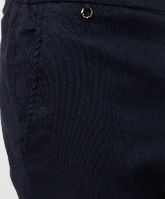 Stefano Ricci Голубые брюки с леном с вышивкой монограммы логотипа M1T610005BLCTL1U изображение 5