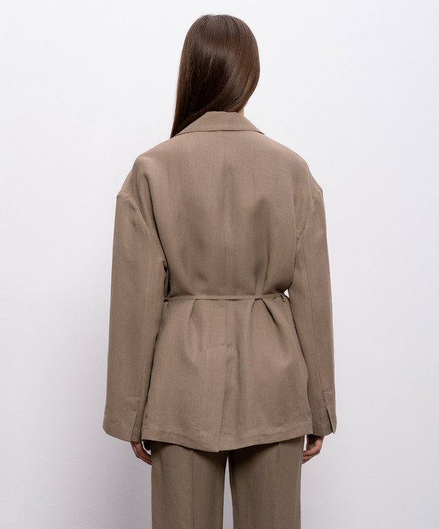 Brunello Cucinelli Коричневий жакет з льоном MH1267591 зображення 4