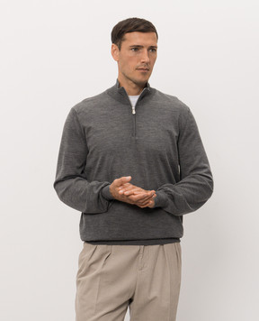 Brunello Cucinelli Джемпер сірого кольору з вовни та кашеміру M2400124