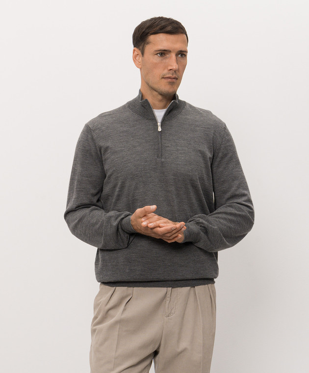 Brunello Cucinelli Джемпер серого цвета из шерсти и кашемира M2400124 изображение 3