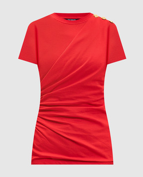 Balmain Червона футболка з драпіруванням FF0EF002GF23