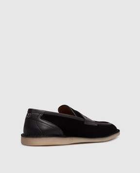 Dolce&Gabbana Чорні замшеві лофери з металевою монограмою A50744A0084