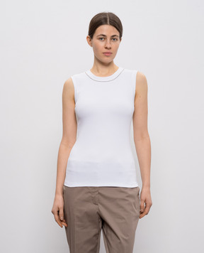 Peserico Білий топ в рубчик з ланцюжком S08700J005669