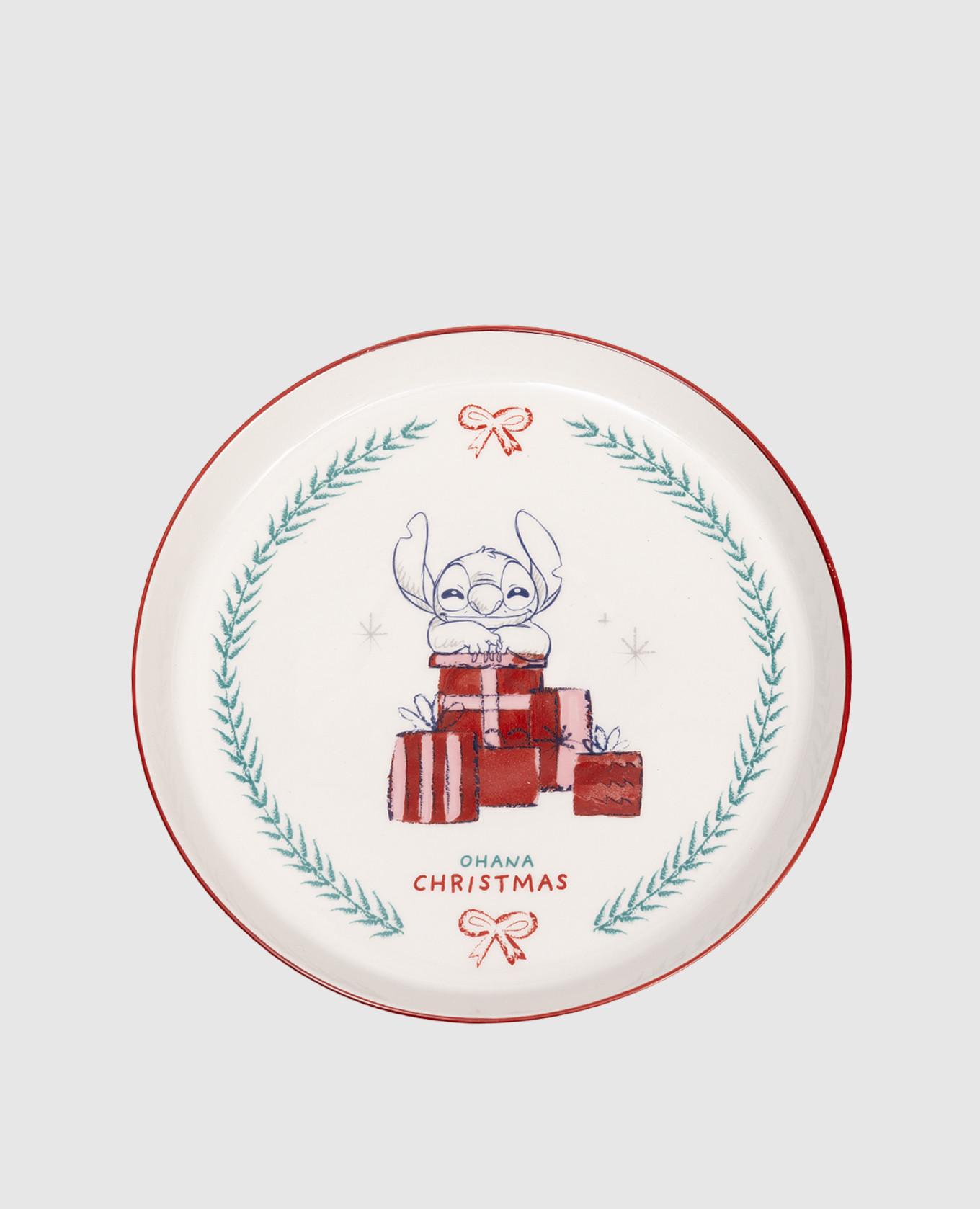 

Белая обеденная керамическая тарелка Stitch, Белый, Посуда