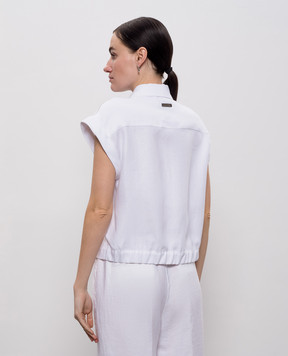 Peserico Біла сорочка з льону з коротким рукавом S0316602606