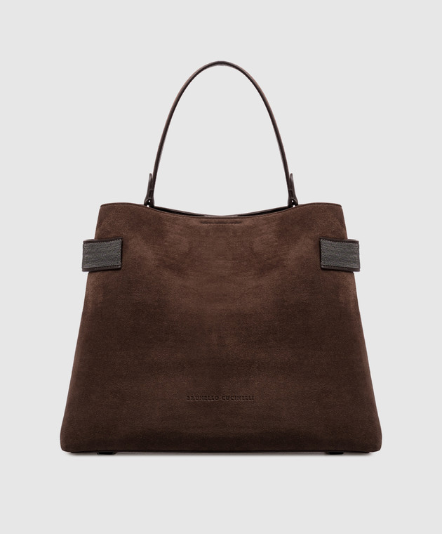 Brunello Cucinelli Коричневая замшевая сумка с цепочкой мониль MBDLD2503P