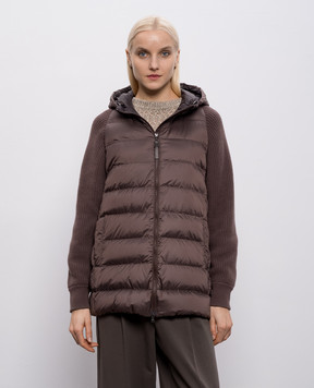 Brunello Cucinelli Коричневая комбинированная куртка MD5987779