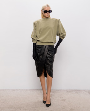 Thierry Mugler Світшот з акцентними плечима кольору хакі 26F3TS01306032