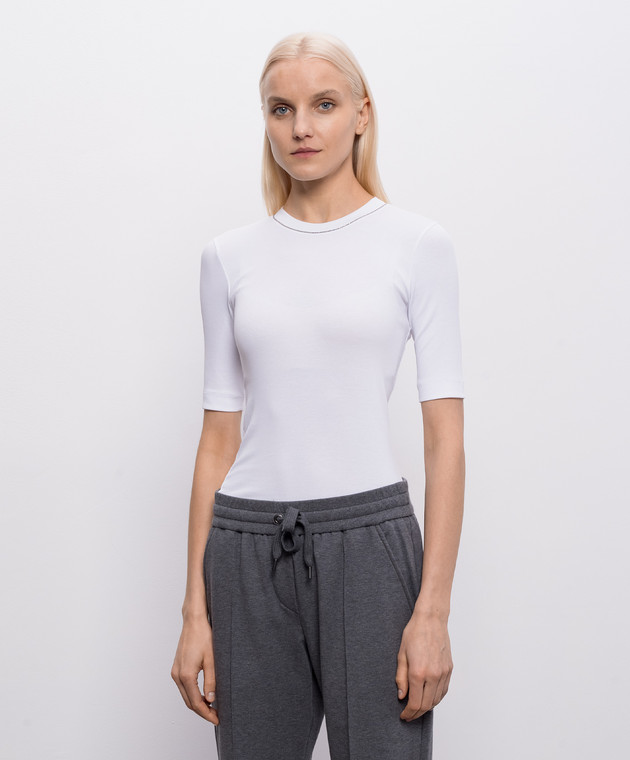 Brunello Cucinelli Белый топ с цепочкой мониль MPTC8BJ310 изображение 3