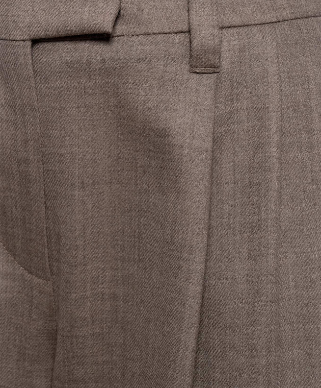 Brunello Cucinelli Коричневые брюки из шерсти с цепочкой мониль MP550P9026 изображение 5