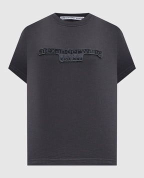 Alexander Wang Серая футболка с нашивкой логотипа 1CC4251159