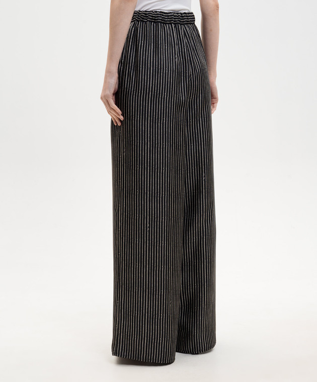 Max Mara Чорні палаццо CLARINO із шовку в смужку MXMCLARINO зображення 4