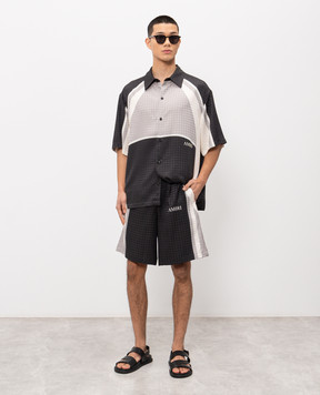 AMIRI Чорні шорти із шовку у візерунок монограми AMBMSO1023