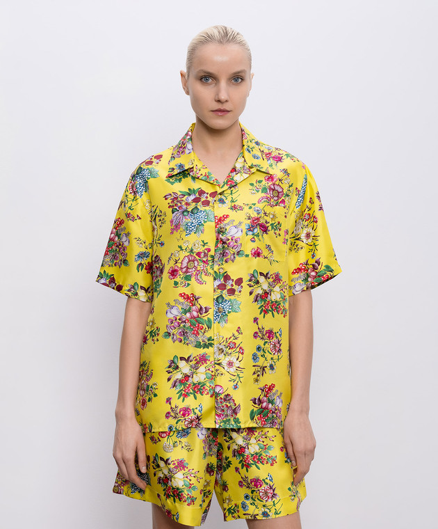 MANTERO 1902 Жовта блуа Leon із шовку 0205A2811T0881H зображення 3