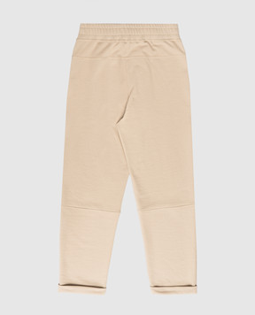 Brunello Cucinelli Детские бежевые спортивные штаны с отворотами BN05NE632C