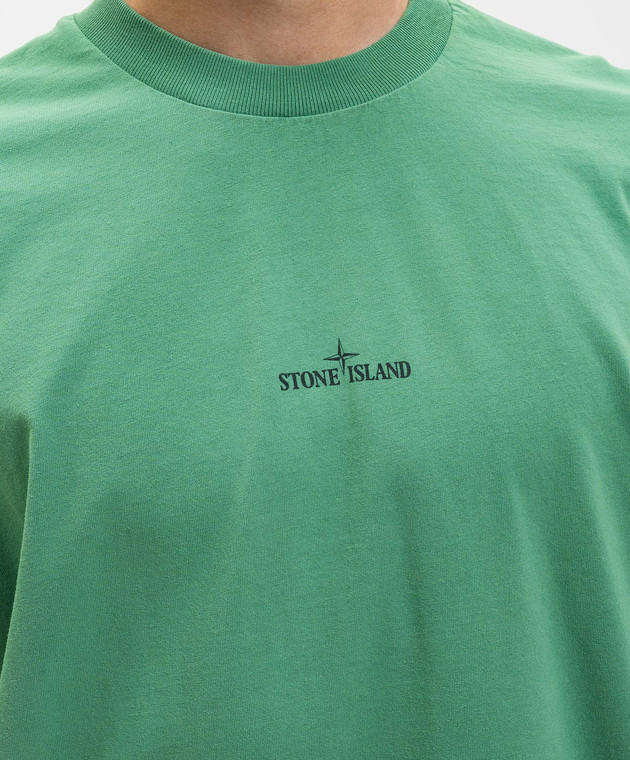 Stone Island Зеленая футболка с принтом логотипа L1S152100002S0364 изображение 5