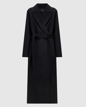 Twinset Черное двубортное пальто с шерстью 262AP2140