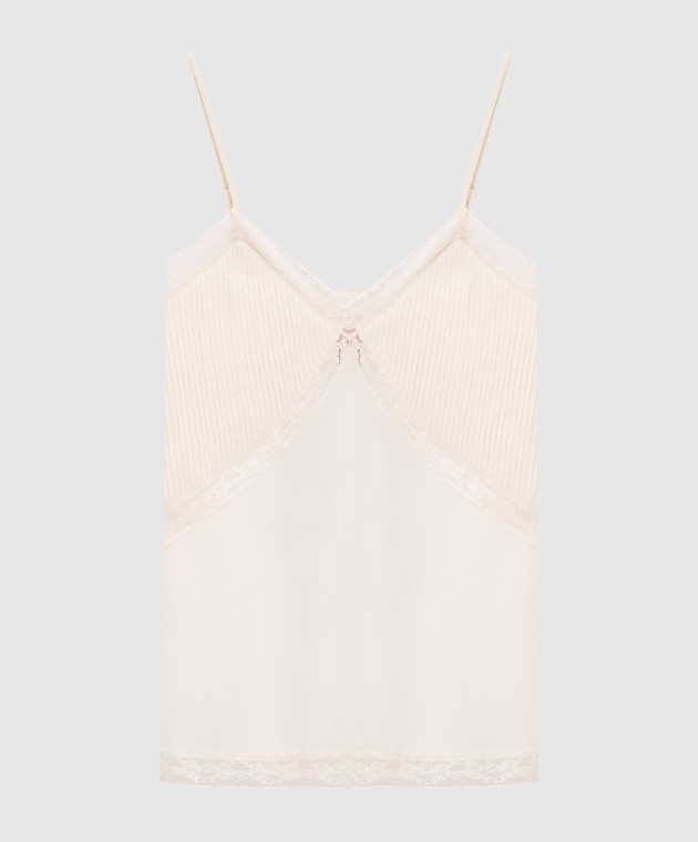Twinset Топ цвета айвори с кружевом 262TP2061