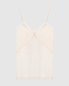 Twinset Топ кольору айворі з мереживом 262TP2061