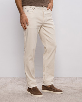 Brunello Cucinelli Бежевые джинсы с патчем логотипа M277PD3210