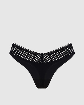 Wolford Чорні трусики-тонг з мереживом 4W2310