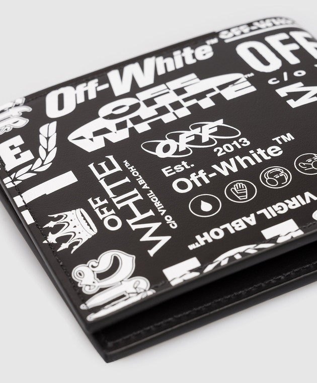 Off-White Чорне шкіряне портмоне Heritage Multilogo OMNC094F25LEA003 зображення 3